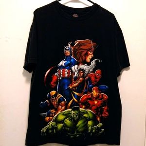 Marvel Madd Engine Avengers Size L Black 100% Cotton T-Shirt
